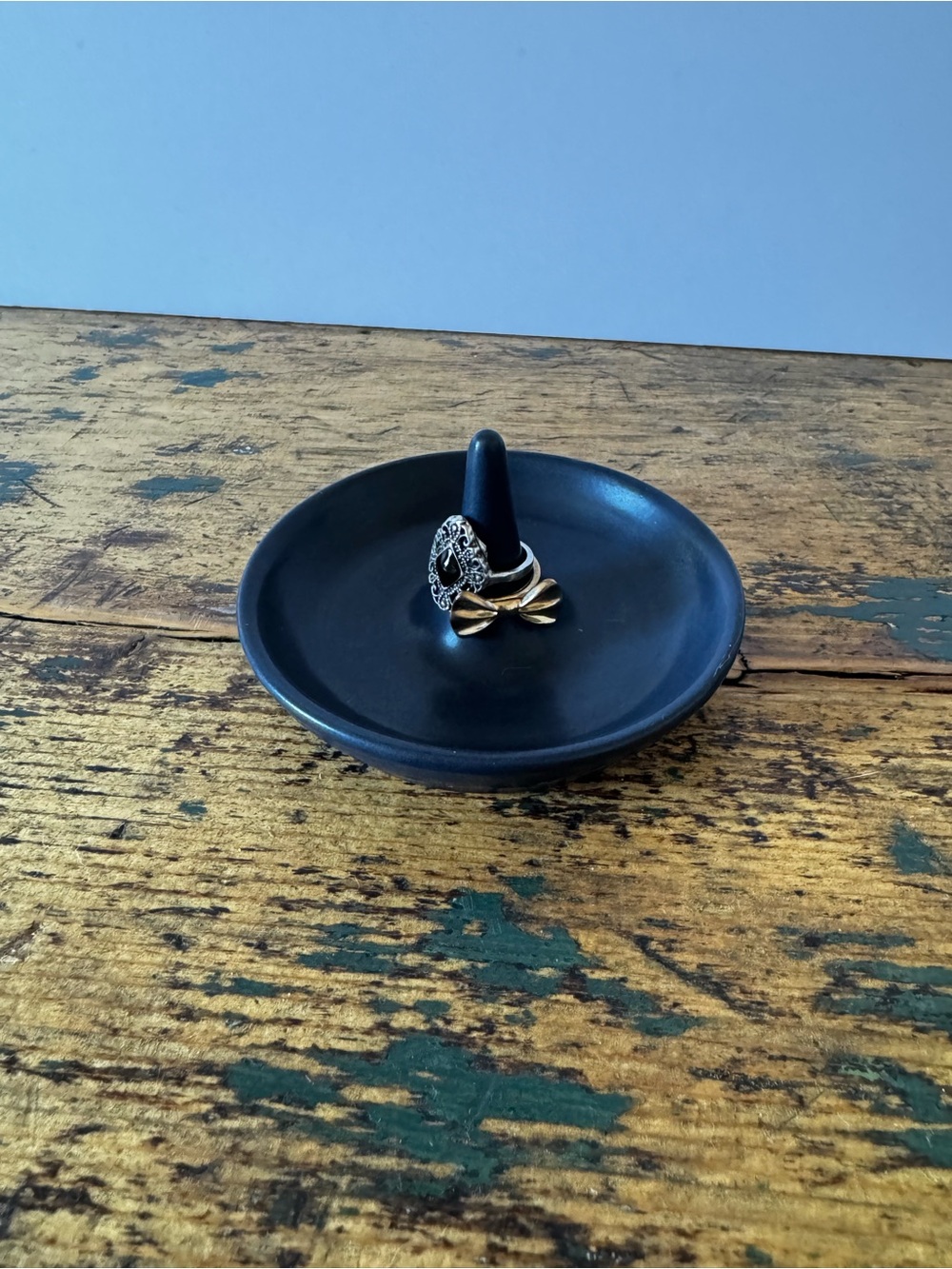 Navy Blue Pottery Ring Dish